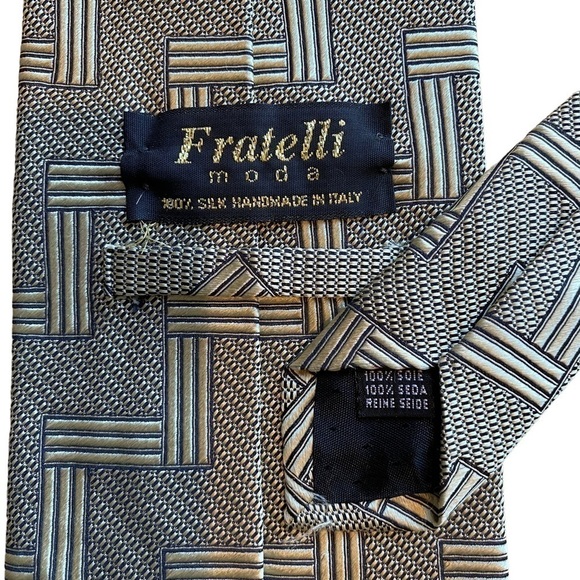 Fratelli Moda 100% silk classic vintage necktie Handmade in Italy gold black - Picture 3 of 4